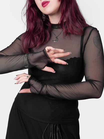 Bonnie Black Mesh Top