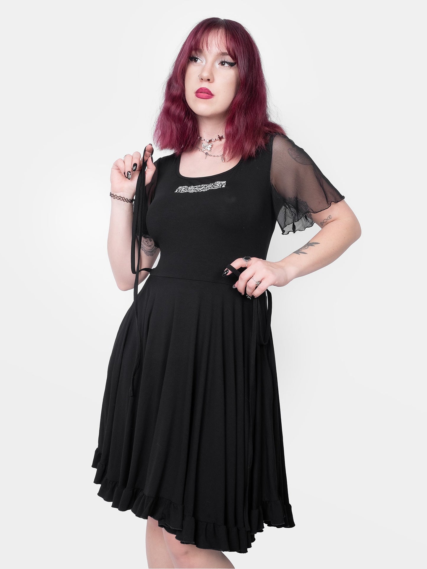 Ornament Tulle Sleeve Dress