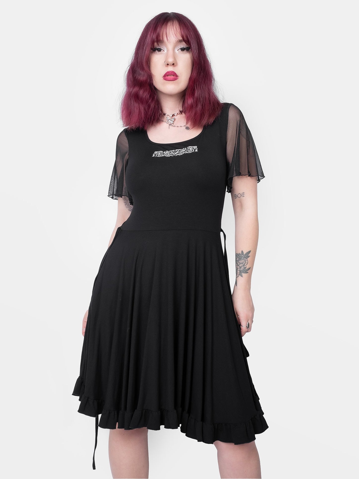Ornament Tulle Sleeve Dress