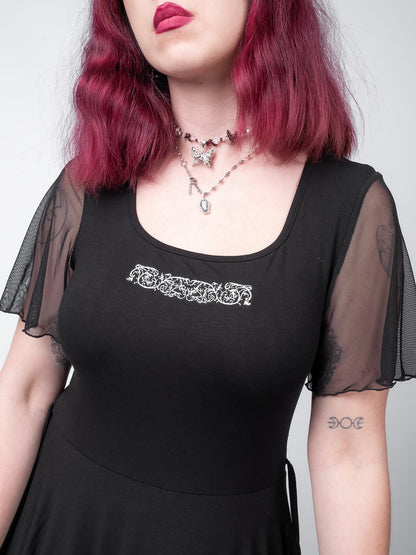 Ornament Tulle Sleeve Dress