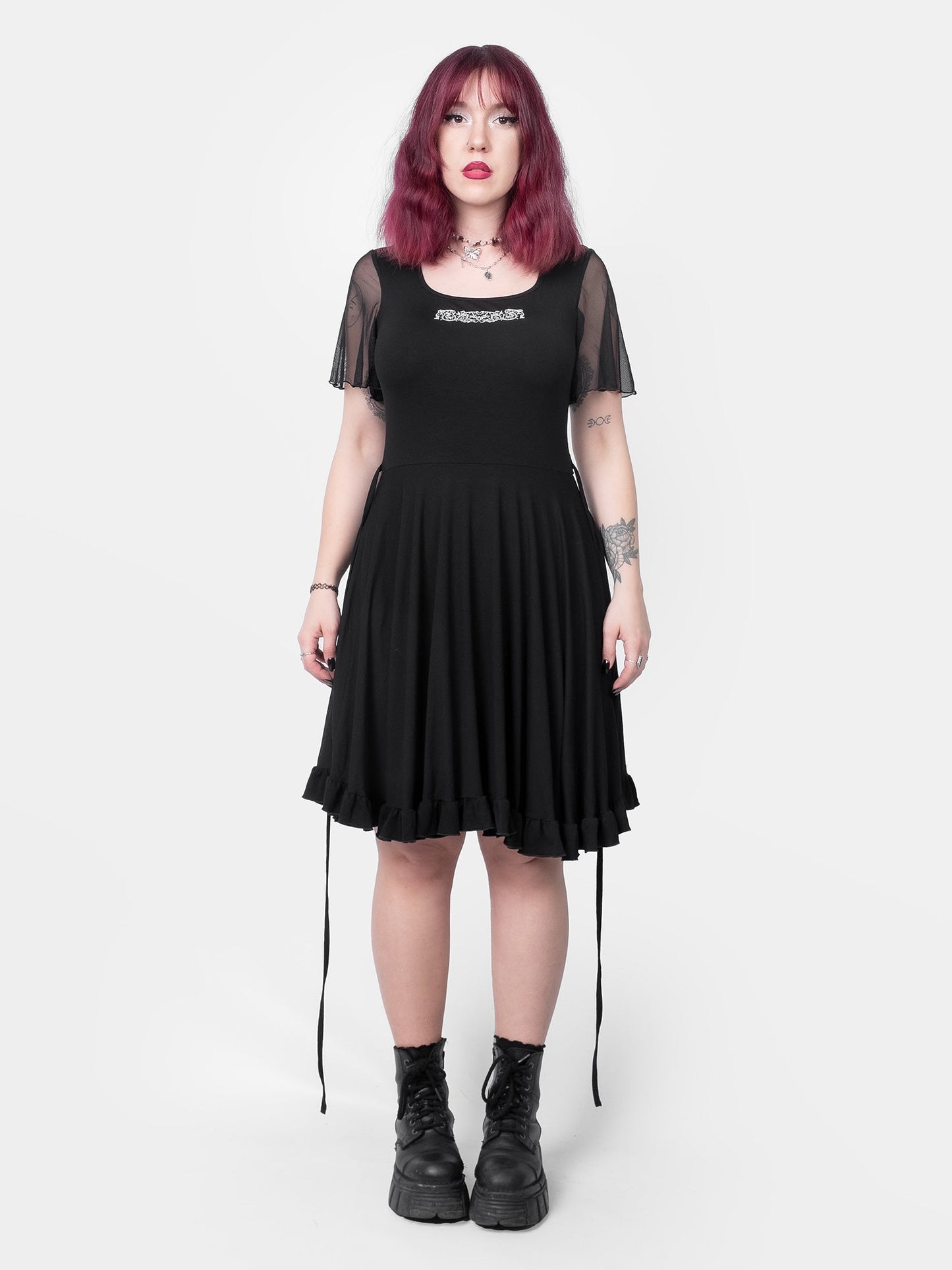 Ornament Tulle Sleeve Dress