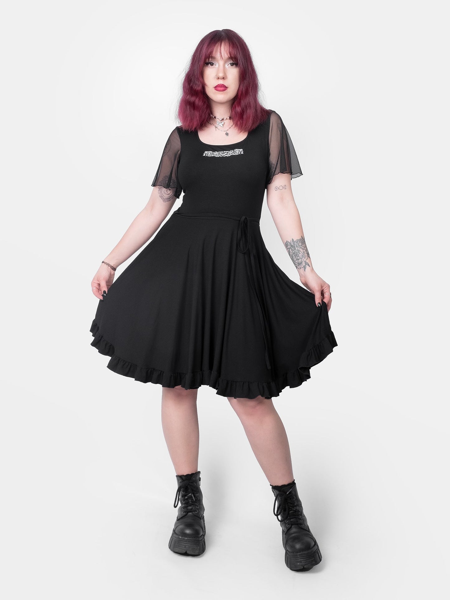 Ornament Tulle Sleeve Dress