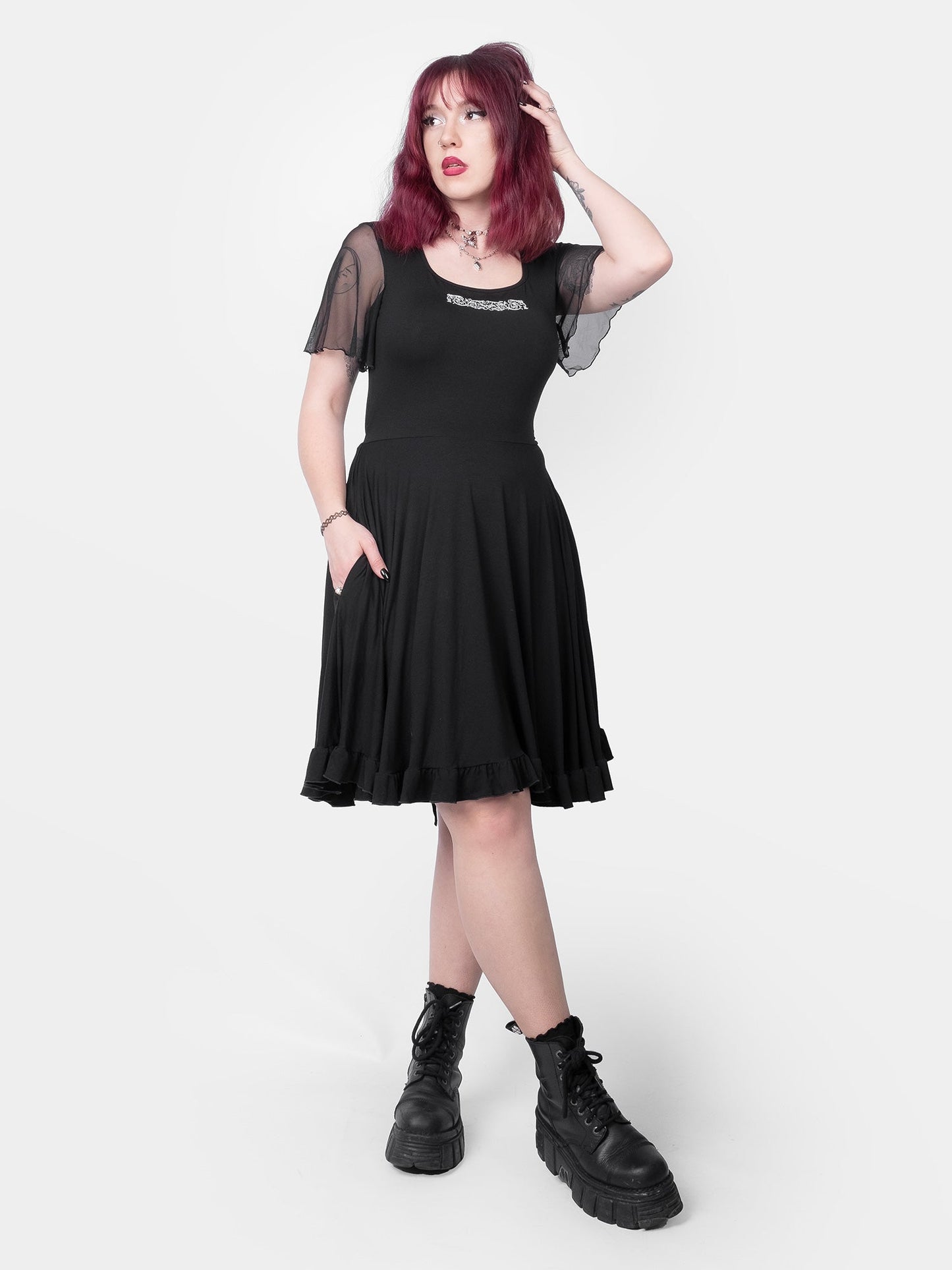 Ornament Tulle Sleeve Dress