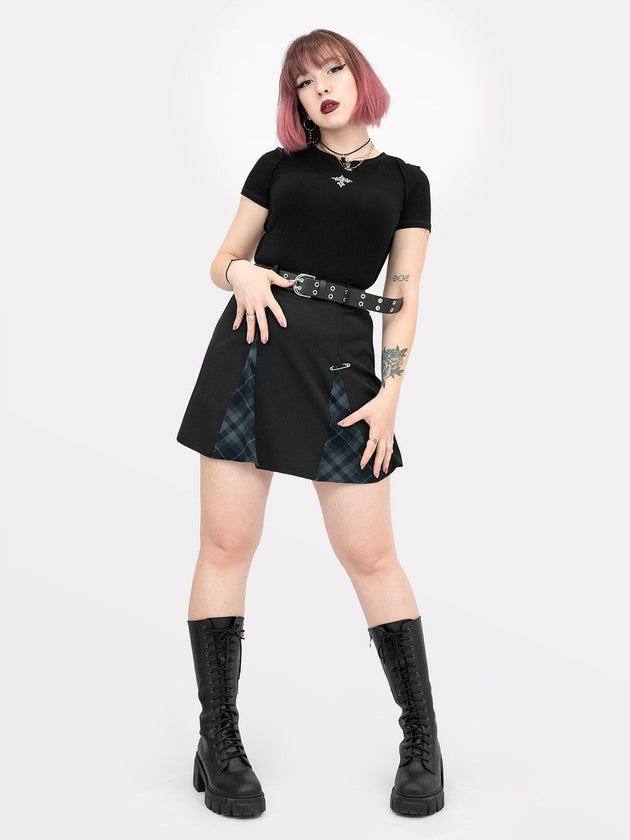 Oddity Mini Plaid Splits Skirt