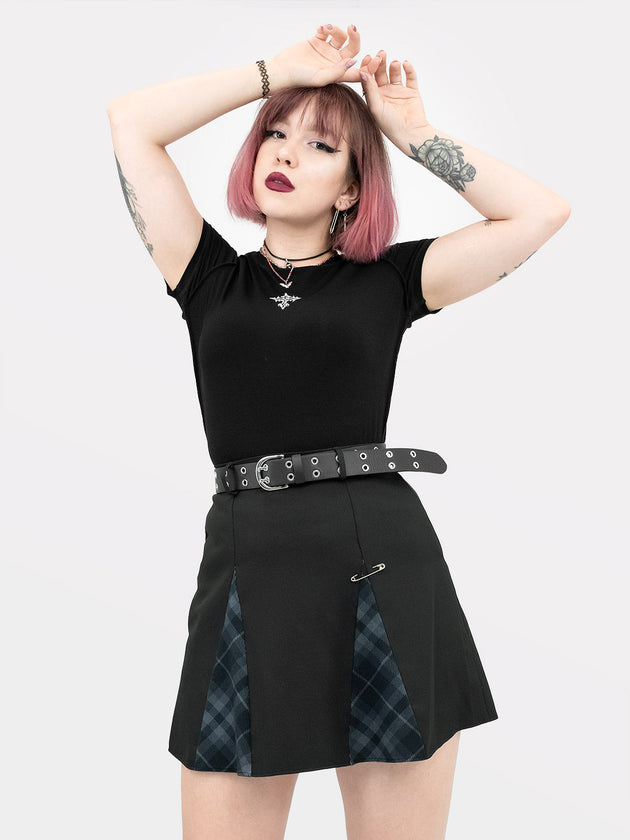 Oddity Mini Plaid Splits Skirt