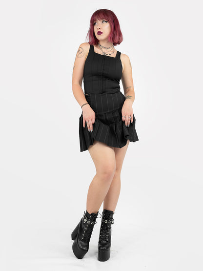 Pinstripe Pleated Mini Skirt