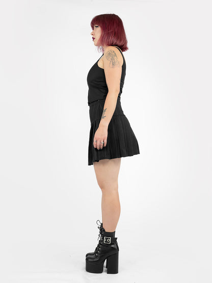 Pinstripe Pleated Mini Skirt