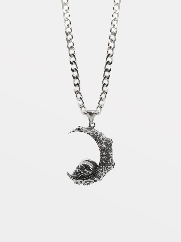 Plague Long Necklace with Skull Moon