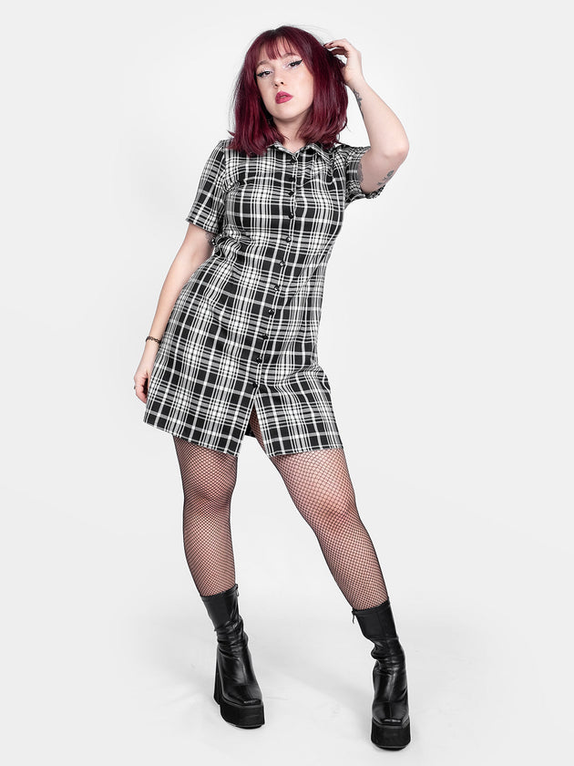 Carmen Plaid Button Up Dress