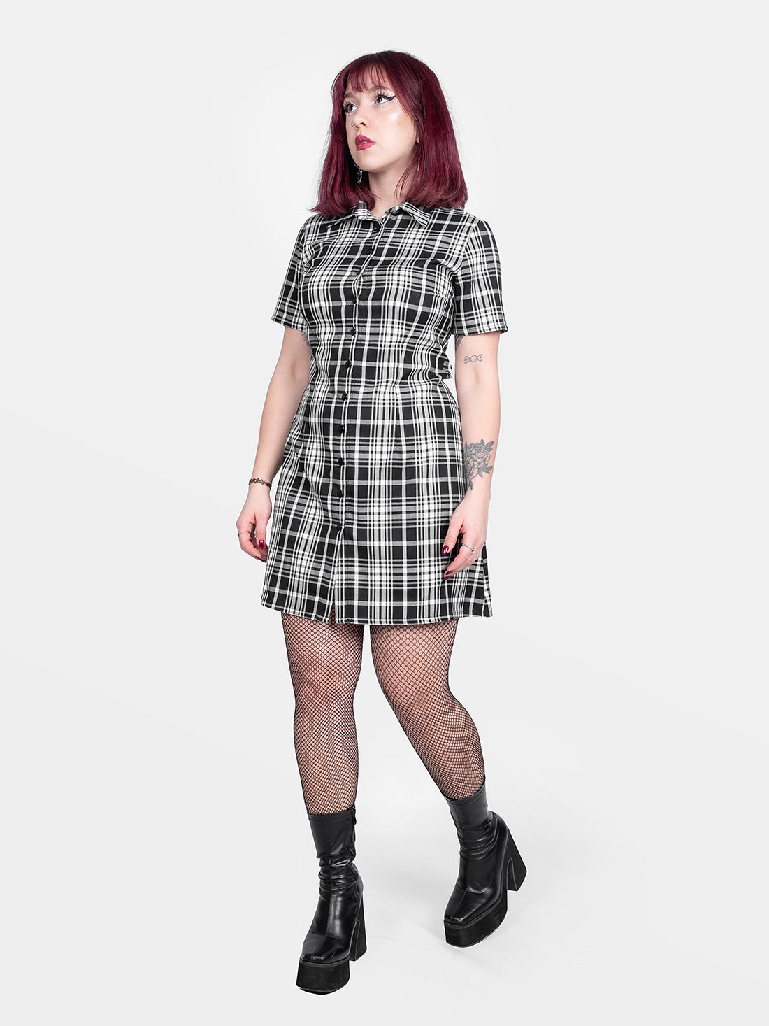 Carmen Plaid Button Up Dress