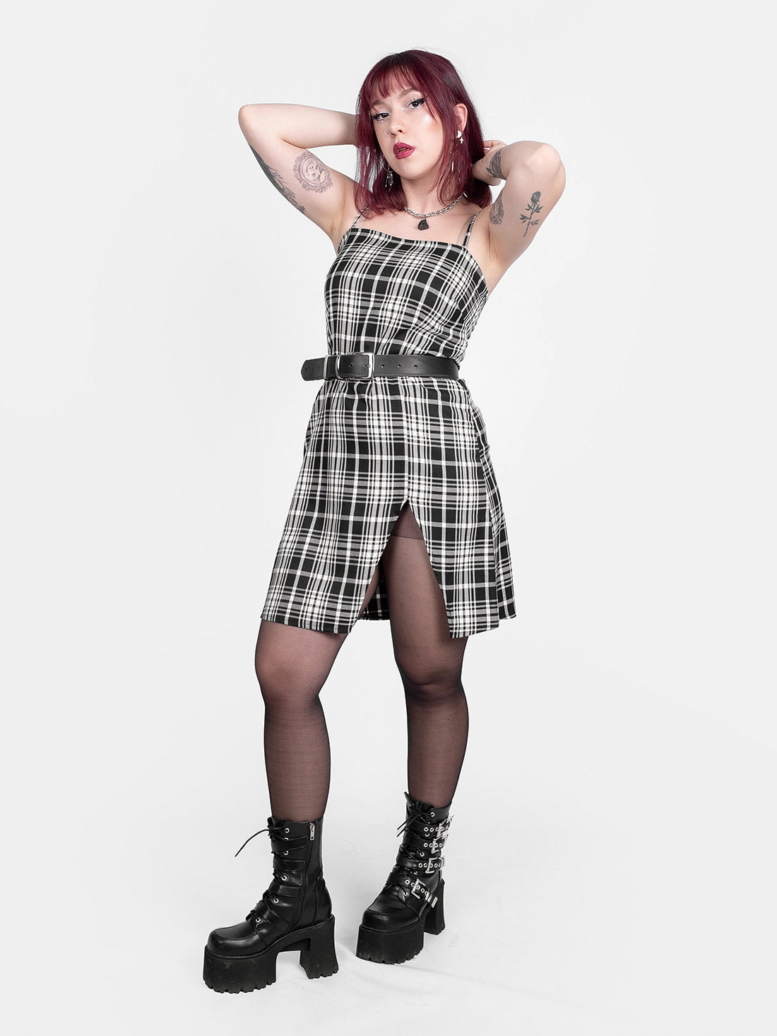 Noisy Plaid Sleeveless Dress