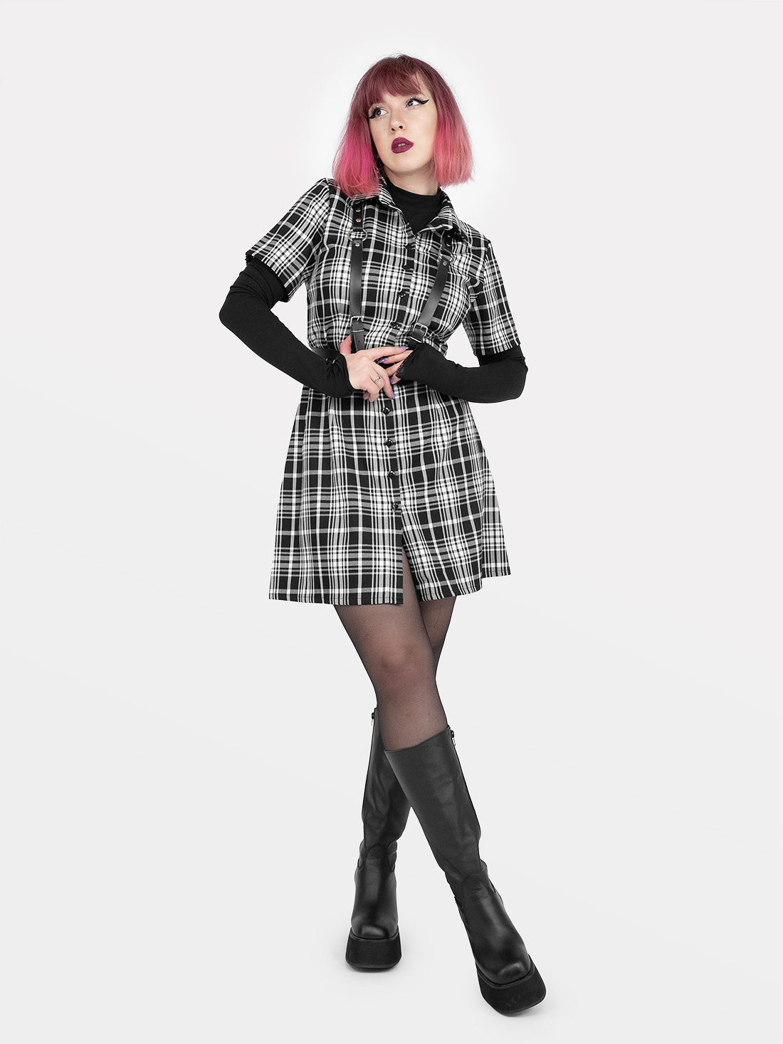 Carmen Plaid Button Up Dress