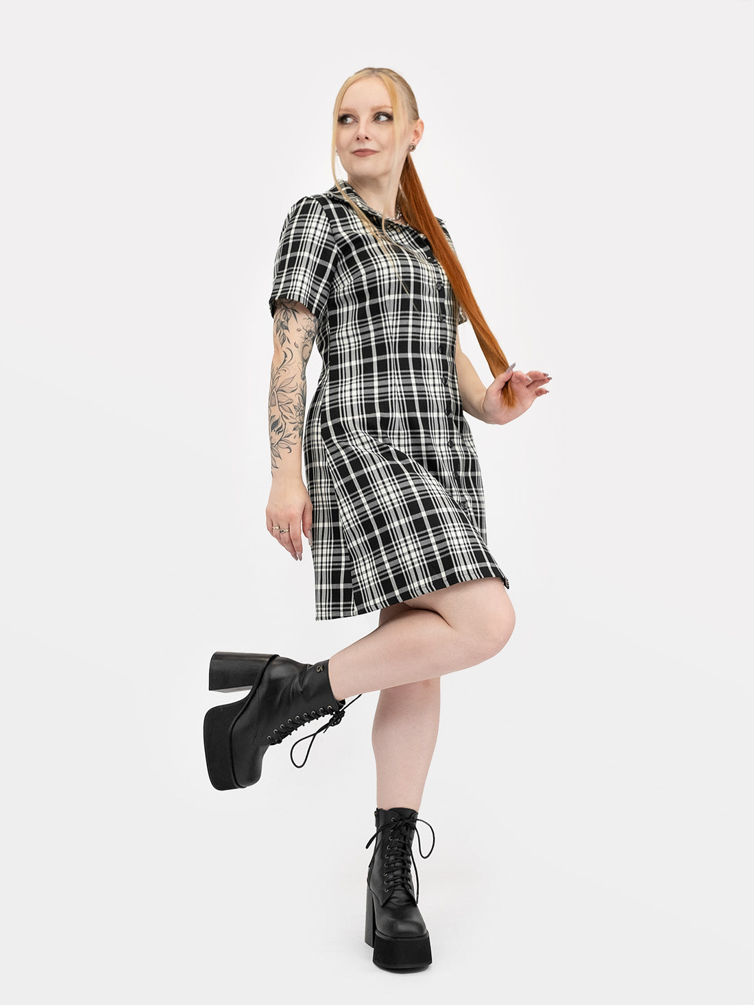 Carmen Plaid Button Up Dress