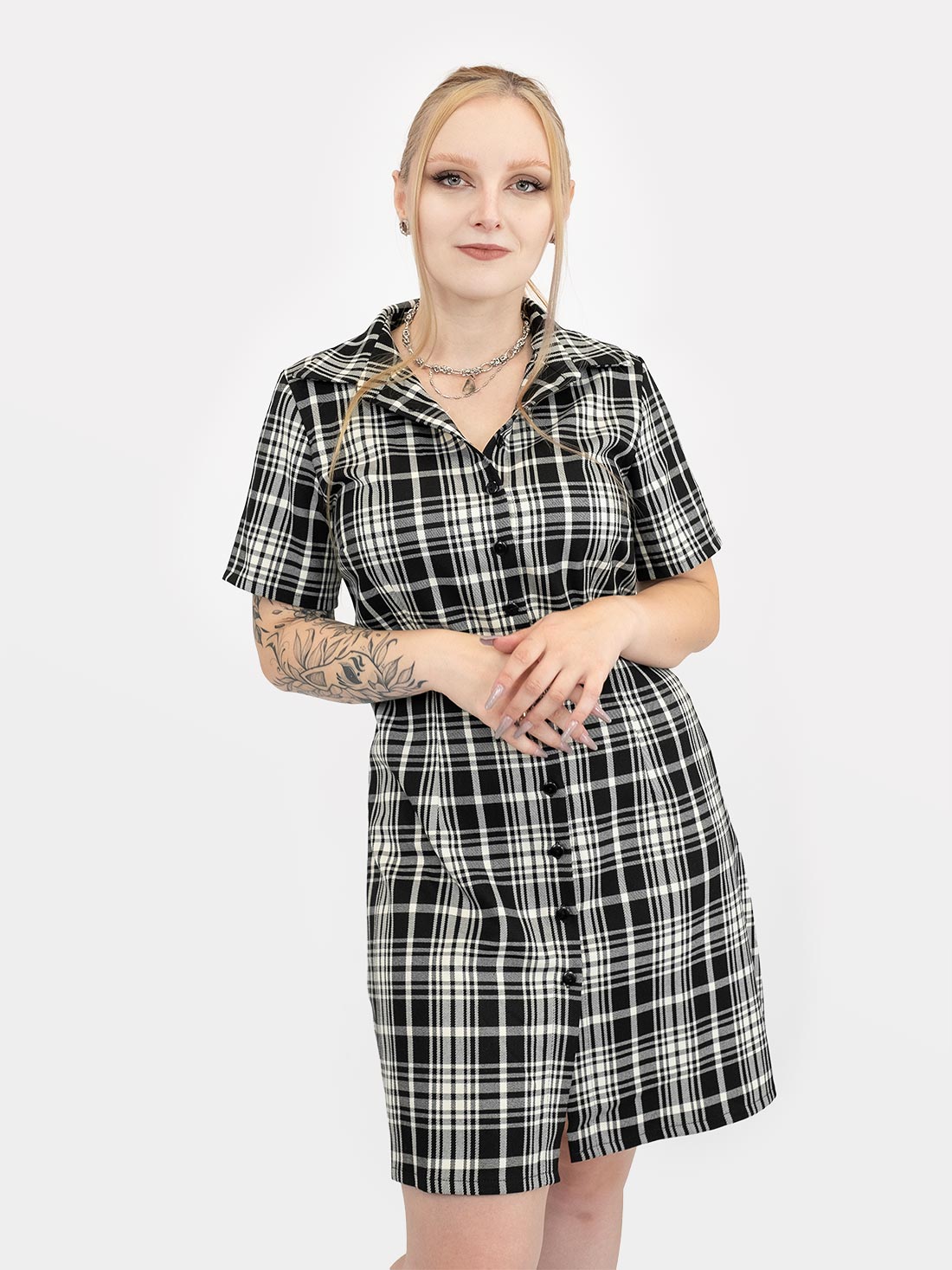 Carmen Plaid Button Up Dress