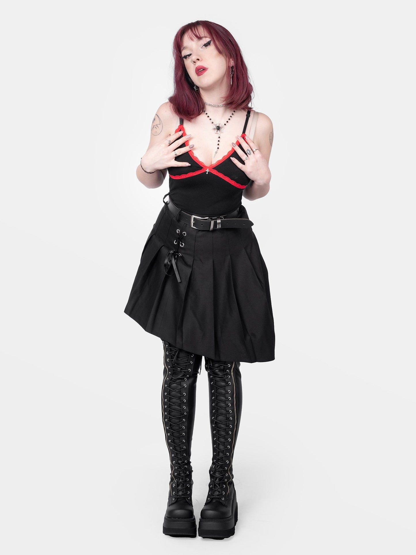 Villain Red Lace Crop Top