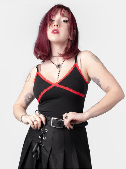 Villain Red Lace Crop Top