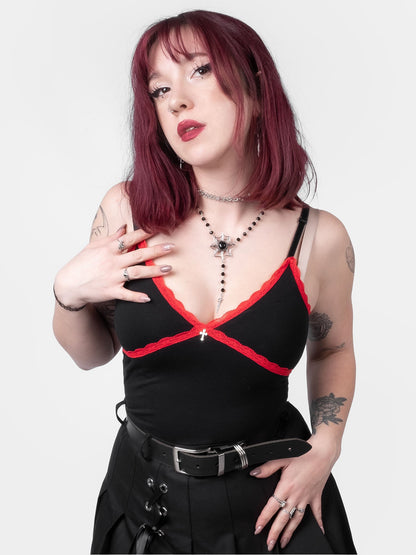 Villain Red Lace Crop Top