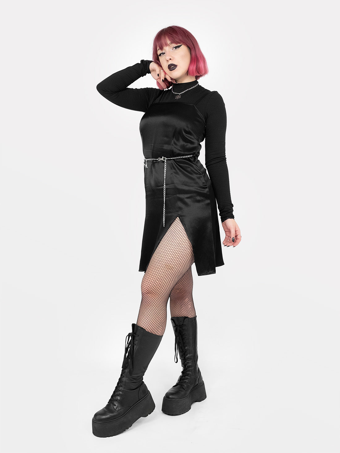 Heroine Satin Slit Dress