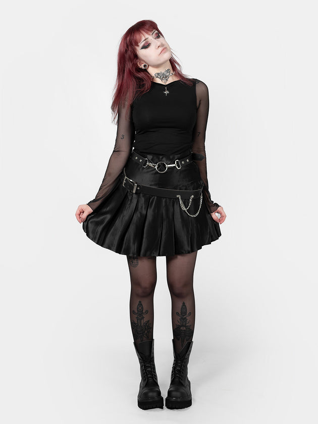 Satin Pleated Mini Skirt