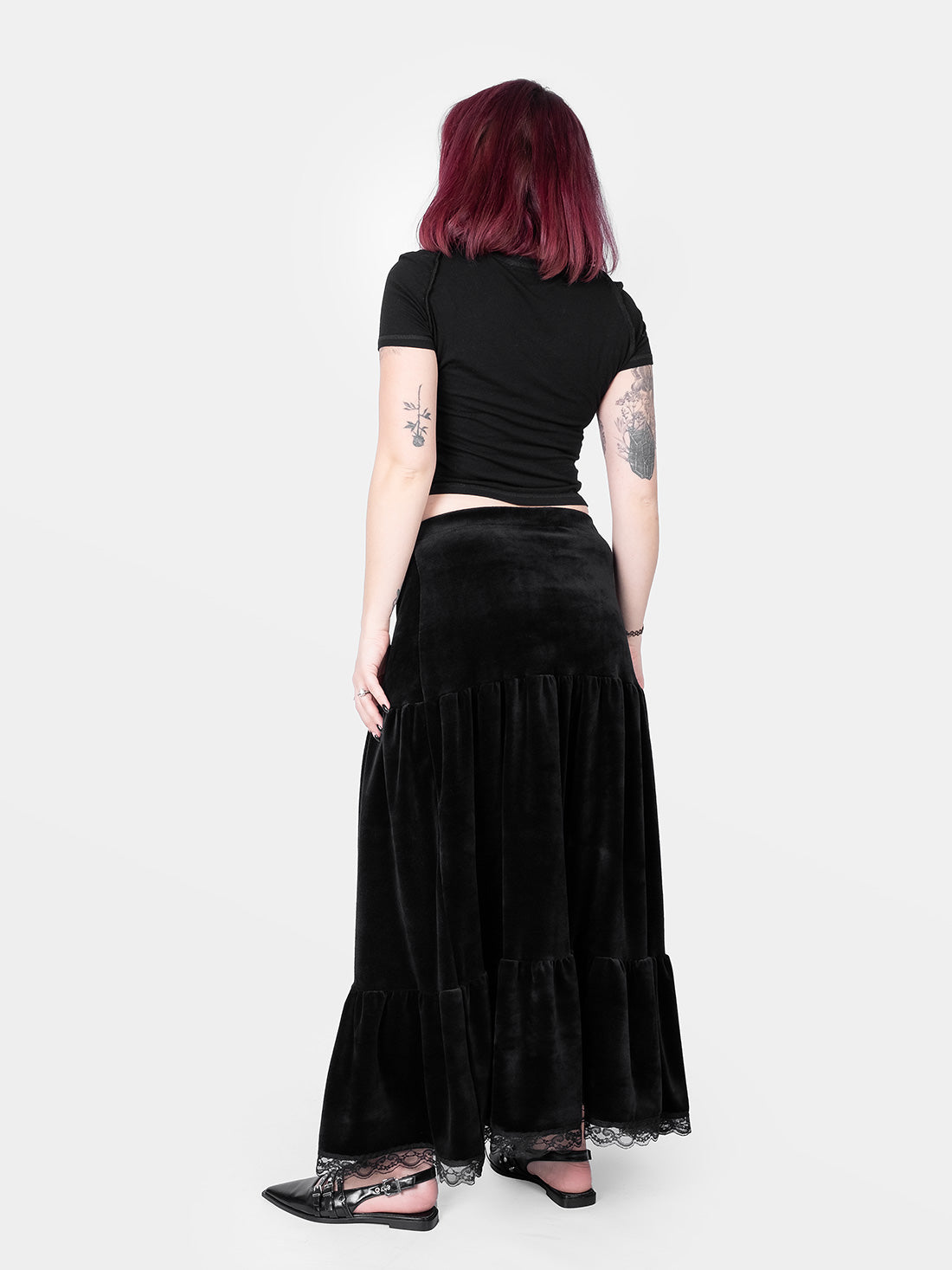 Oblivion Ruffled Maxi Velvet Skirt