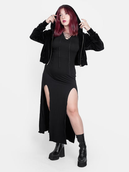 Batcave Velvet Cropped Hoodie