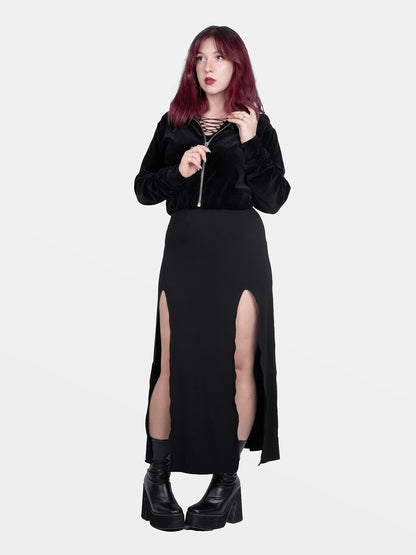 Batcave Velvet Cropped Hoodie