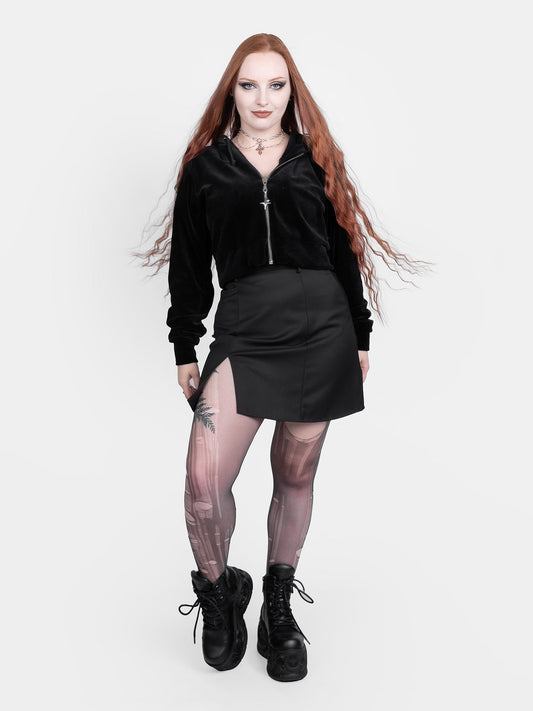Batcave Velvet Cropped Hoodie
