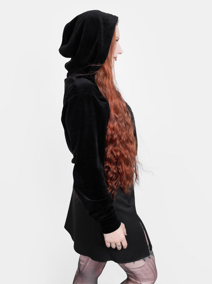 Batcave Velvet Cropped Hoodie