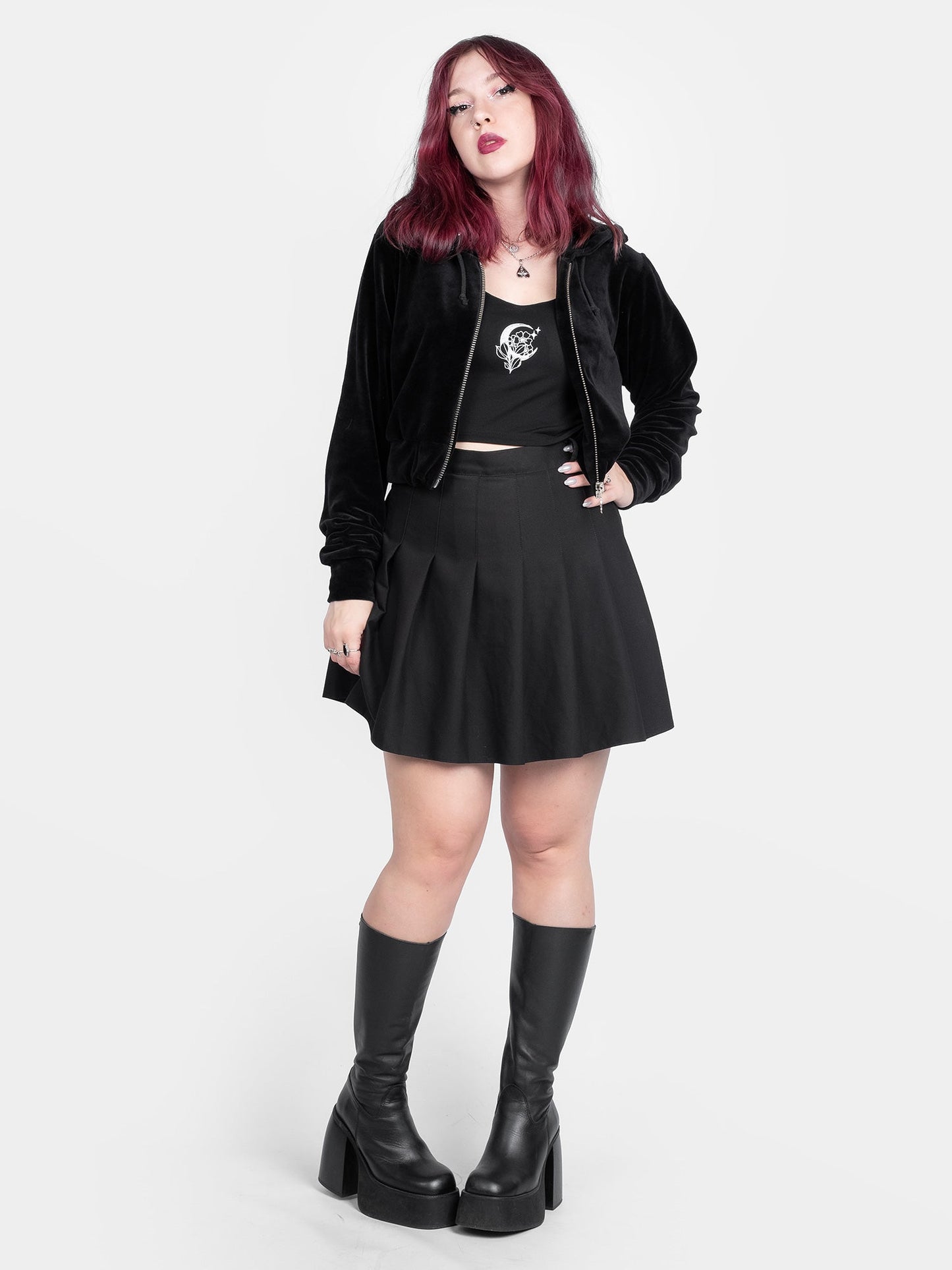 Batcave Velvet Cropped Hoodie