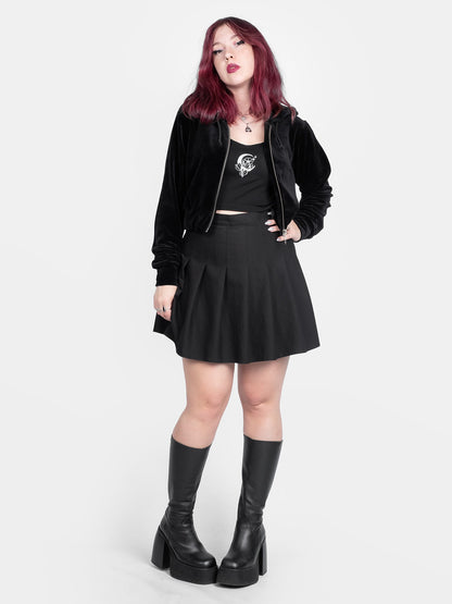 Batcave Velvet Cropped Hoodie