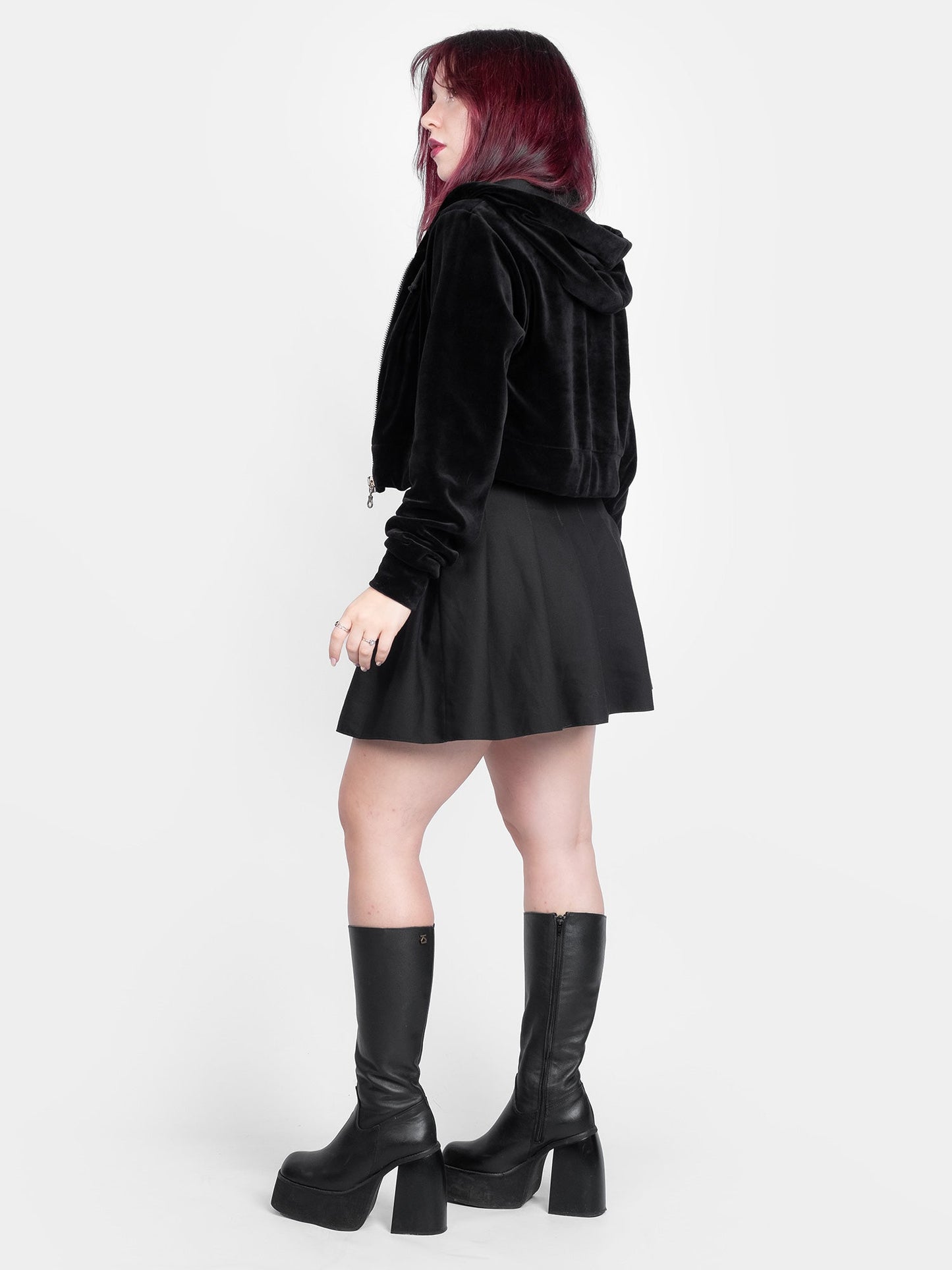 Batcave Velvet Cropped Hoodie