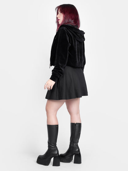 Batcave Velvet Cropped Hoodie