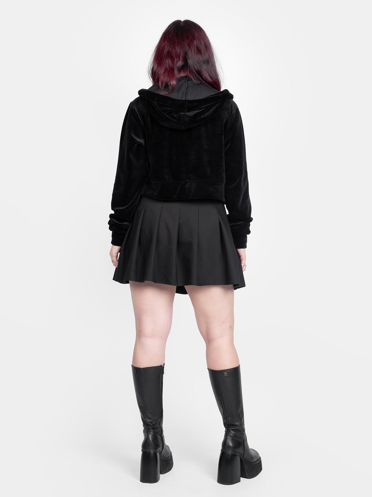 Batcave Velvet Cropped Hoodie