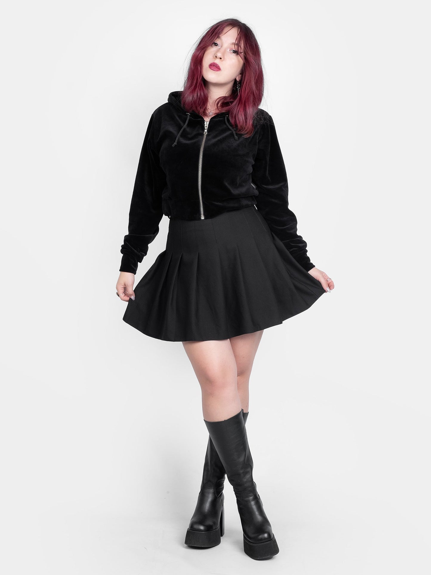 Batcave Velvet Cropped Hoodie