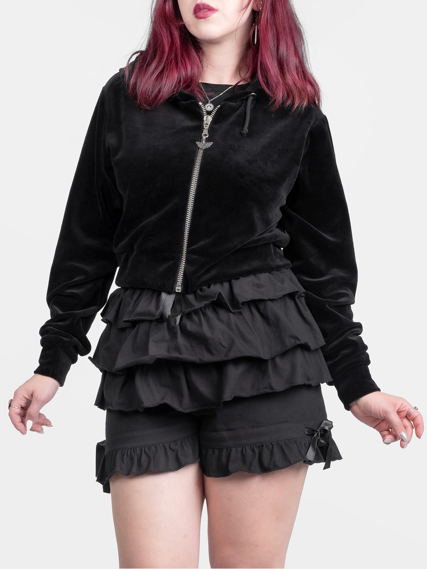 Batcave Velvet Cropped Hoodie