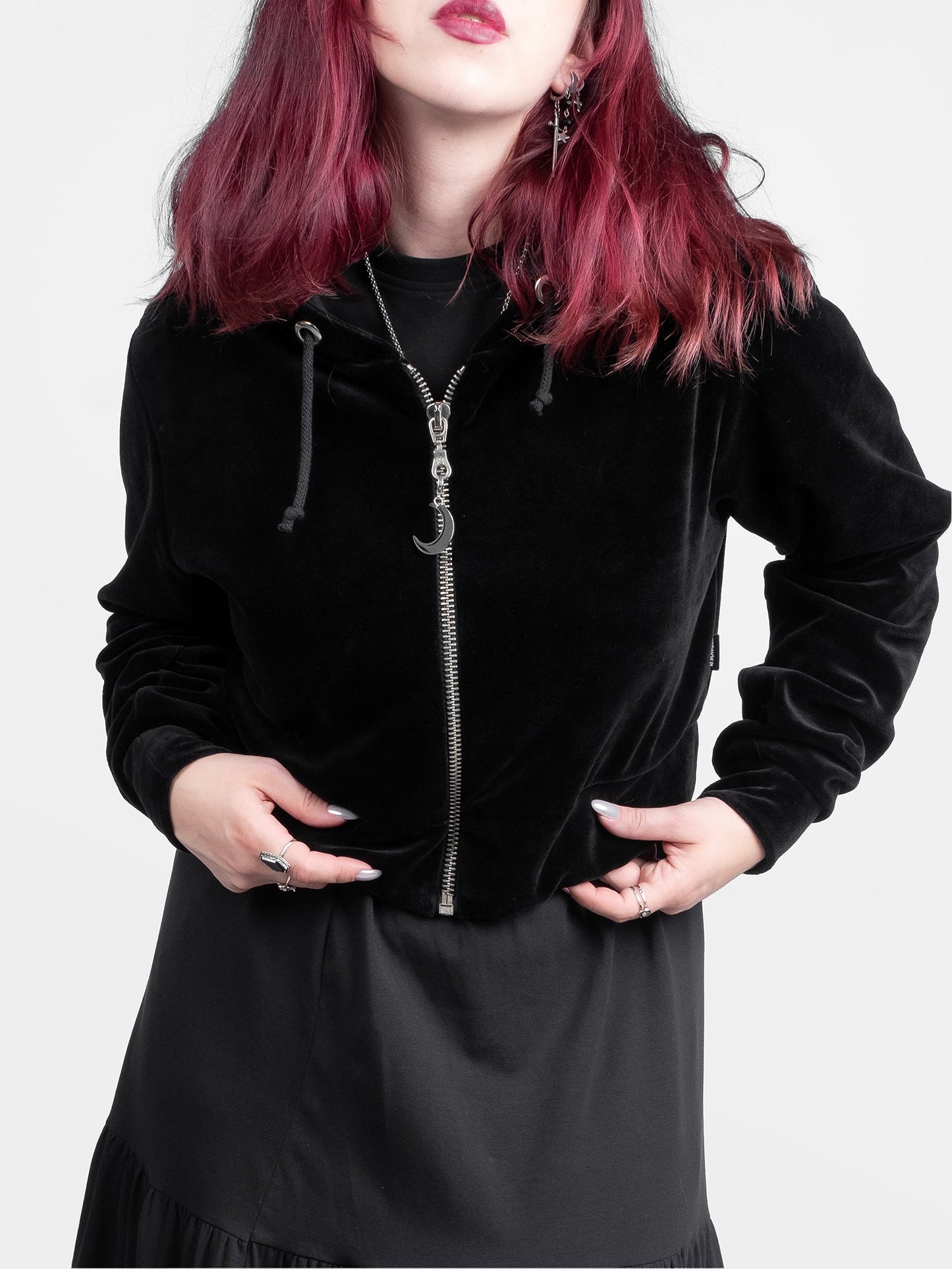 Batcave Velvet Cropped Hoodie
