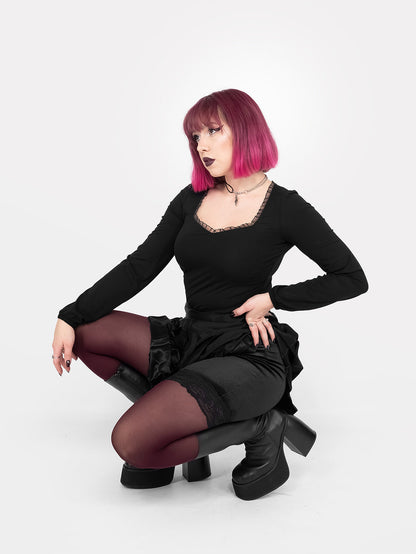 Surreal Velvet Shorts with Lace