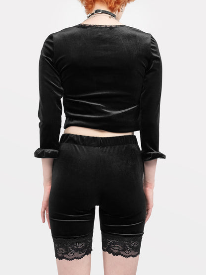 Surreal Velvet Shorts with Lace