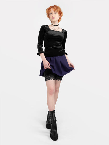 Surreal Velvet Shorts with Lace