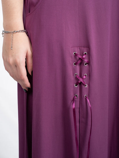 Purple Lacrimosa Lace Up Midi Skirt