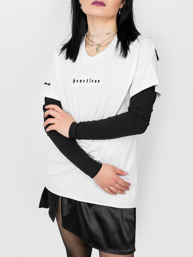 Heartless White Embroidered T-shirt