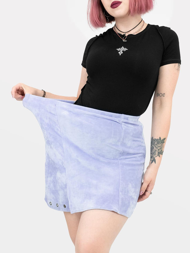 Lilac Velvet Skirt With Eyelets