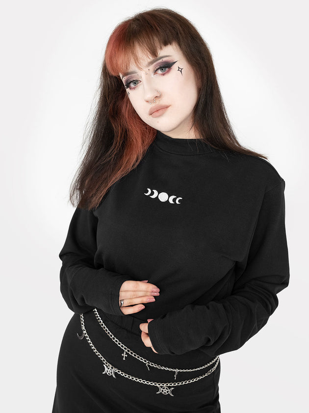 Moon Phases Embroidered Turtleneck