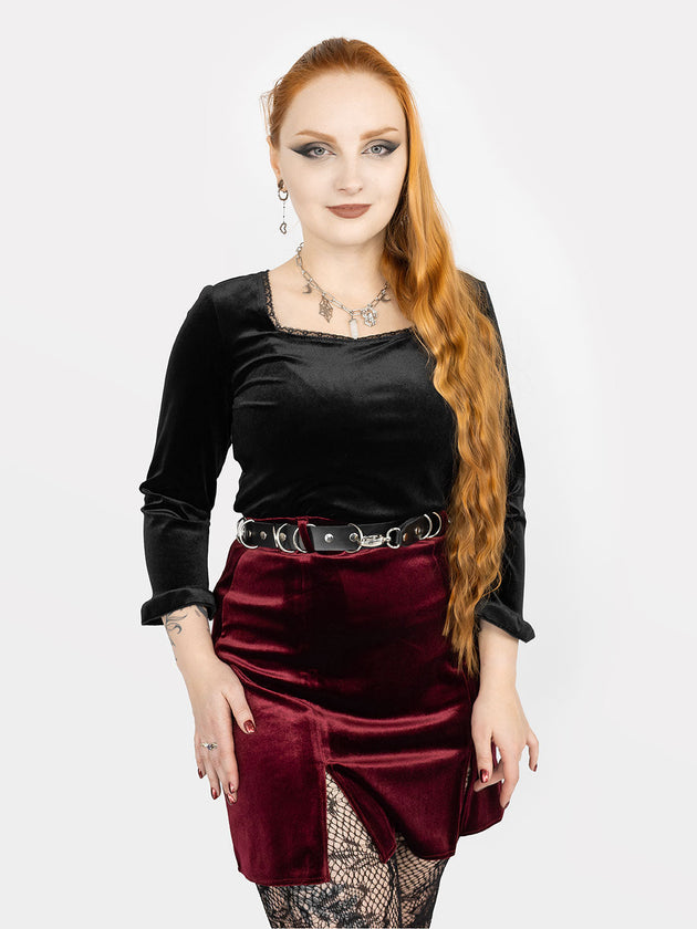 Agony Burgundy Velvet Mini Skirt