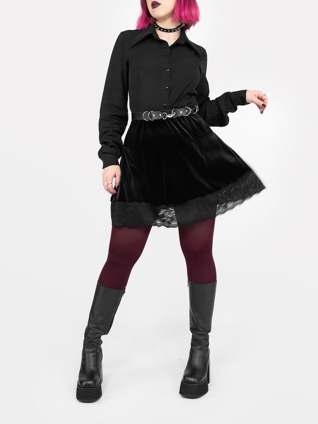 Afterdark Velvet Mini Skirt With Lace